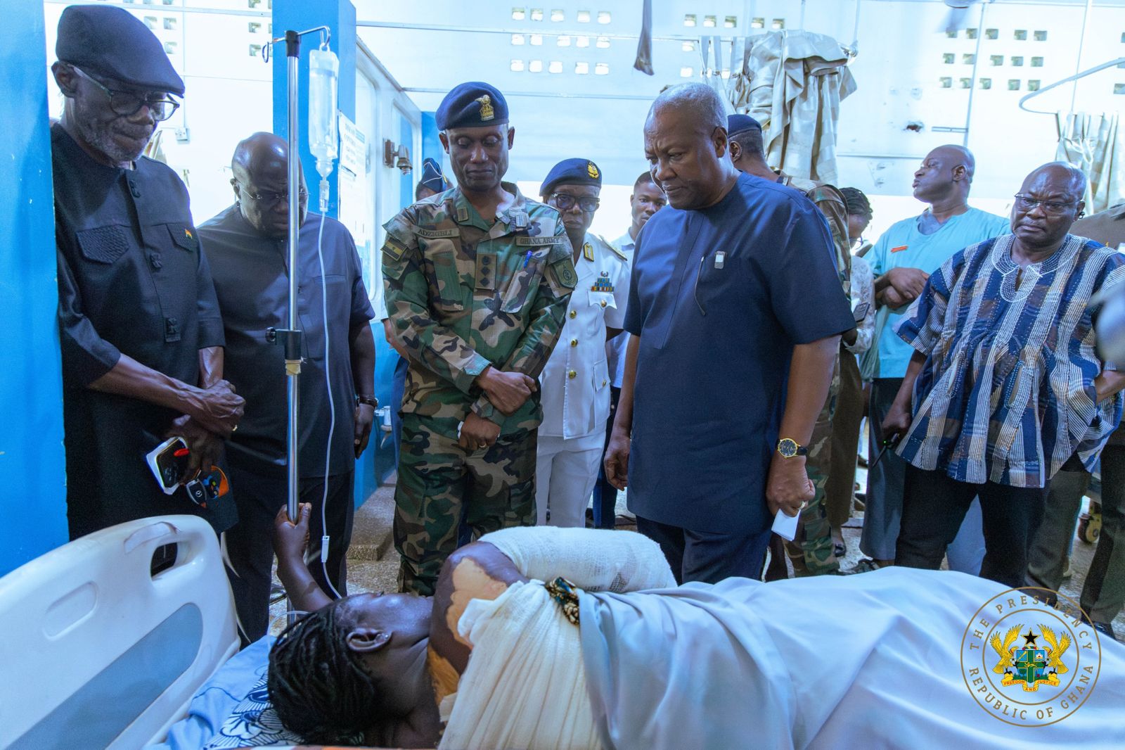 President Mahama visits survivors of Burkina Faso terror attack at 37 Military Hospital
