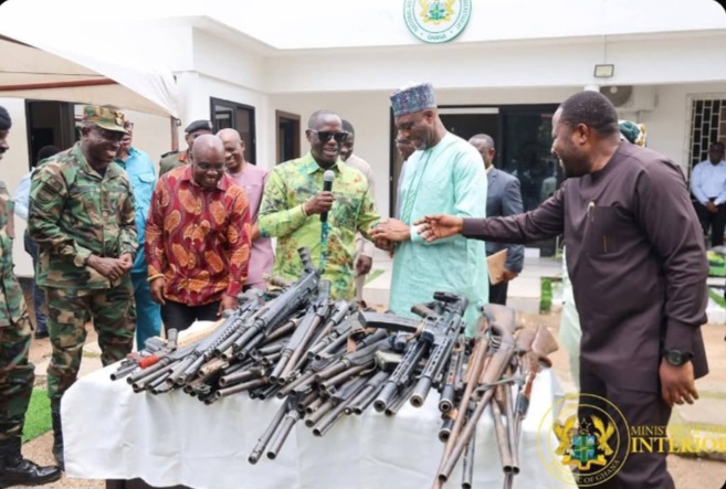 Interior minister takes delivery of illegal firearms seized in anti-galamsey operation